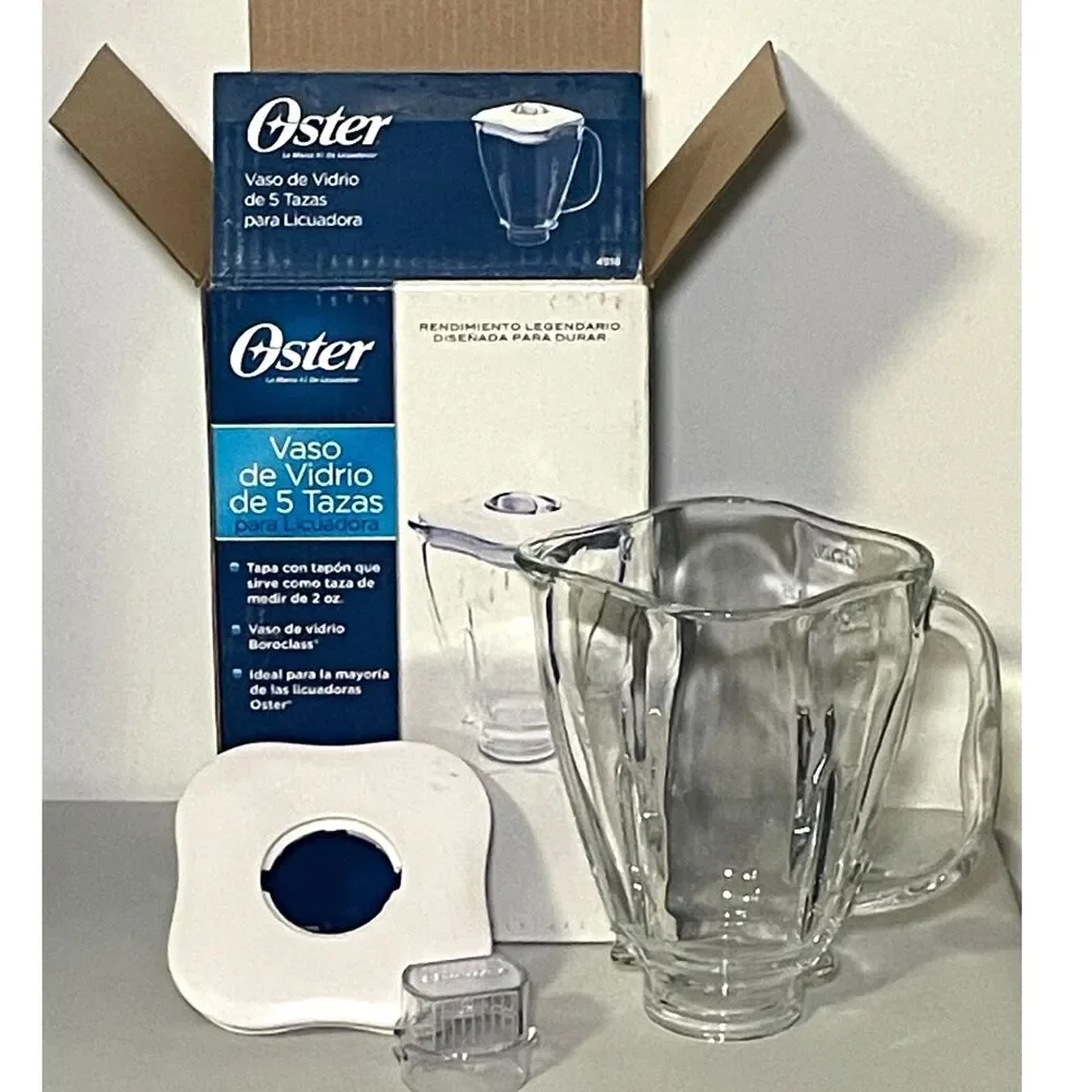 Oster 4918 5-Cup Boroclass Glass Blender Jar Lid Cap NIB Original Box